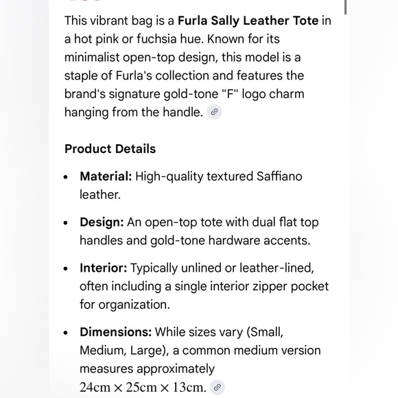 FURLA Hot Pink Sally Asymmetrical Medium Size Tote Bag - Picture 16 of 16